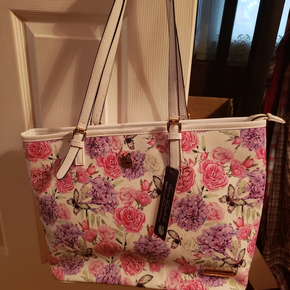 Gloria Vanderbilt Bags Floral Butterfly Tote Bag Purse Rare Hard To